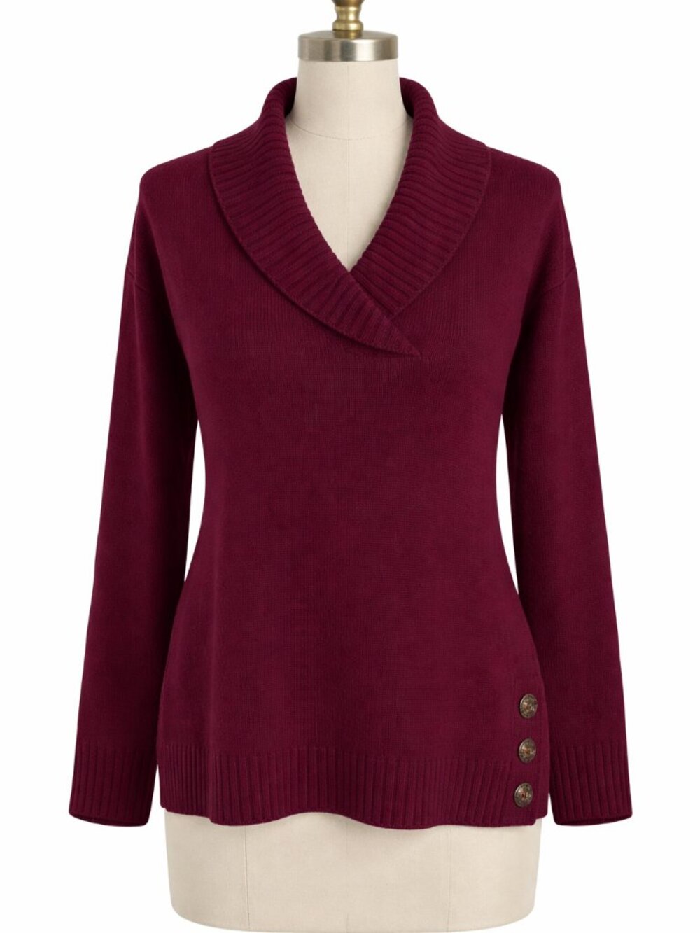 🍷 Style & Co Burgundy Sweater | Size Small | Chic Button Detail 🍷